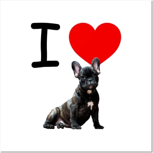 I HEART BLACK FRENCH BULLDOG Posters and Art